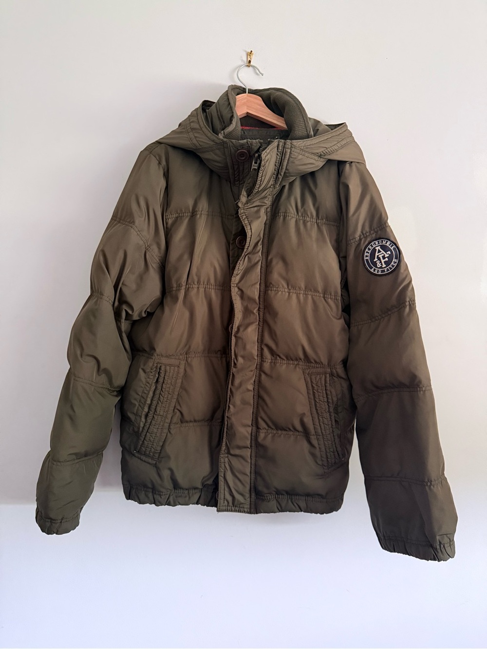 XL Abercrombie & Fitch Kempshall Olive Green Jacket with Orange Lining